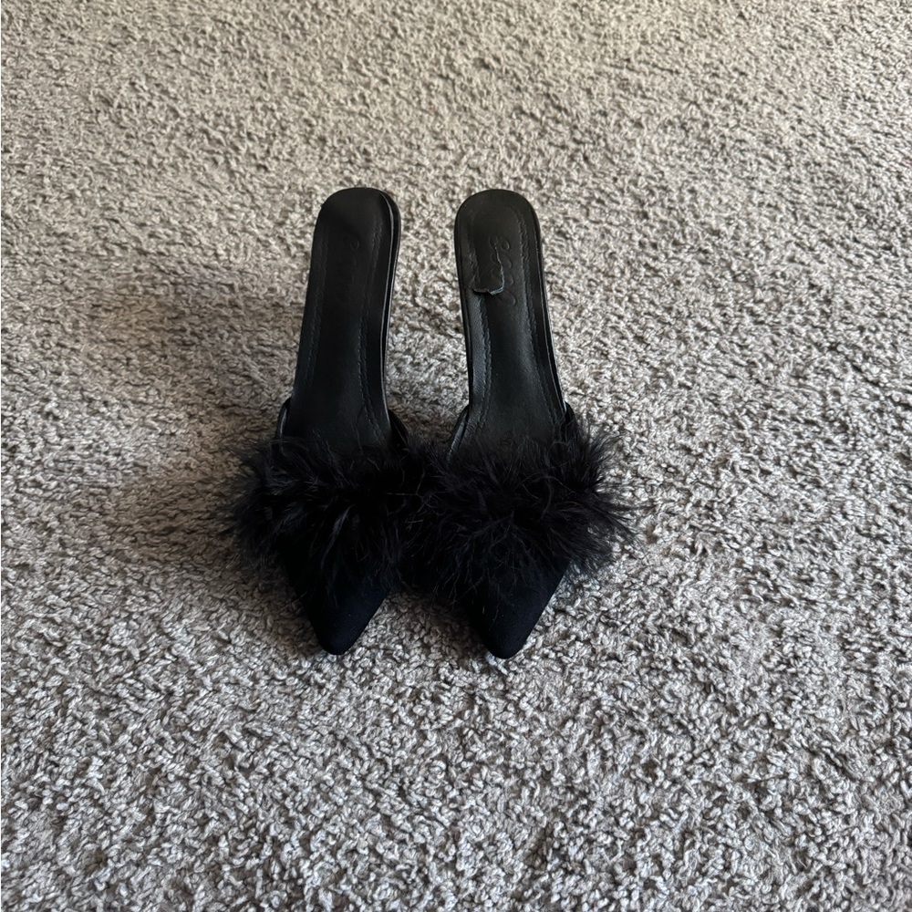 Black furry shoes!